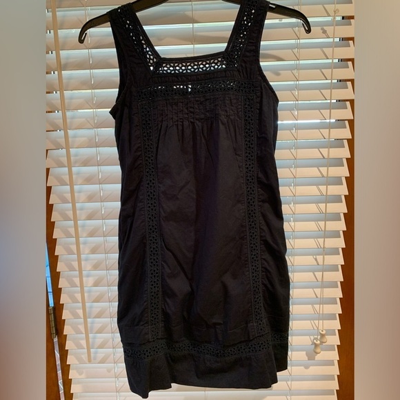Gap Linen & Cotton Blend Navy Blue Summer Sleeveless Dress with Pockets & Lace 4 - Picture 1 of 7